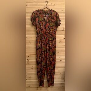 VNTG 80’s Virgo Large Bold Colorful Retro Rainbow Paisley Jumpsuit Romper